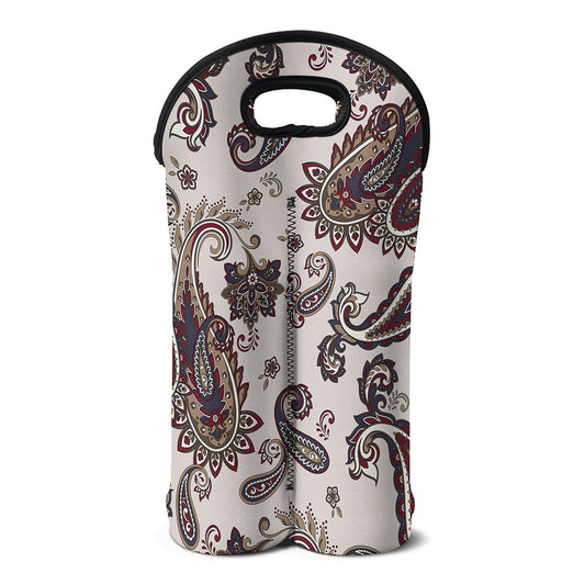 Vintage Paisley Pattern Print Double Neoprene Wine Tote