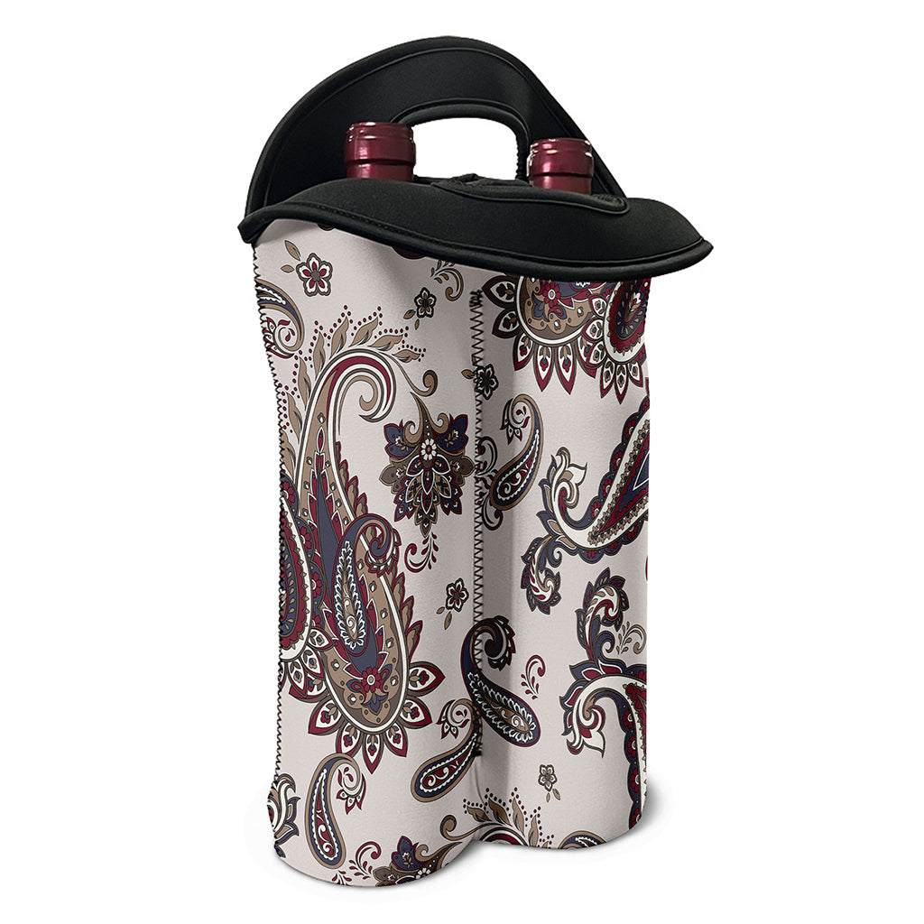 Vintage Paisley Pattern Print Double Neoprene Wine Tote