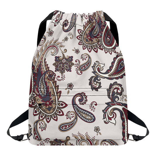 Vintage Paisley Pattern Print Drawstring Backpack