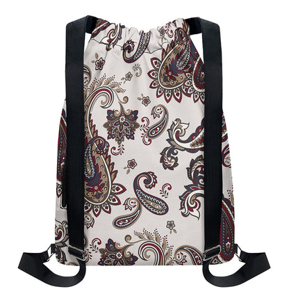 Vintage Paisley Pattern Print Drawstring Backpack