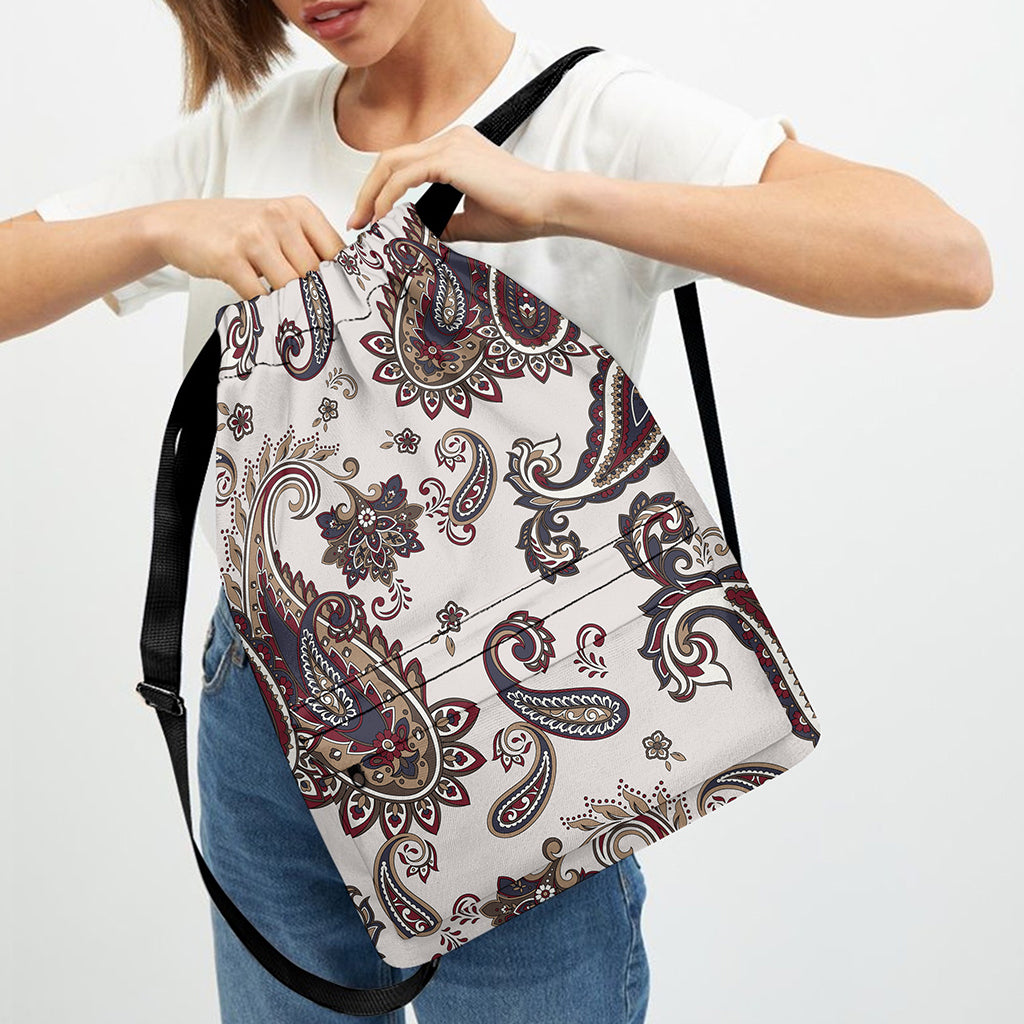 Vintage Paisley Pattern Print Drawstring Backpack