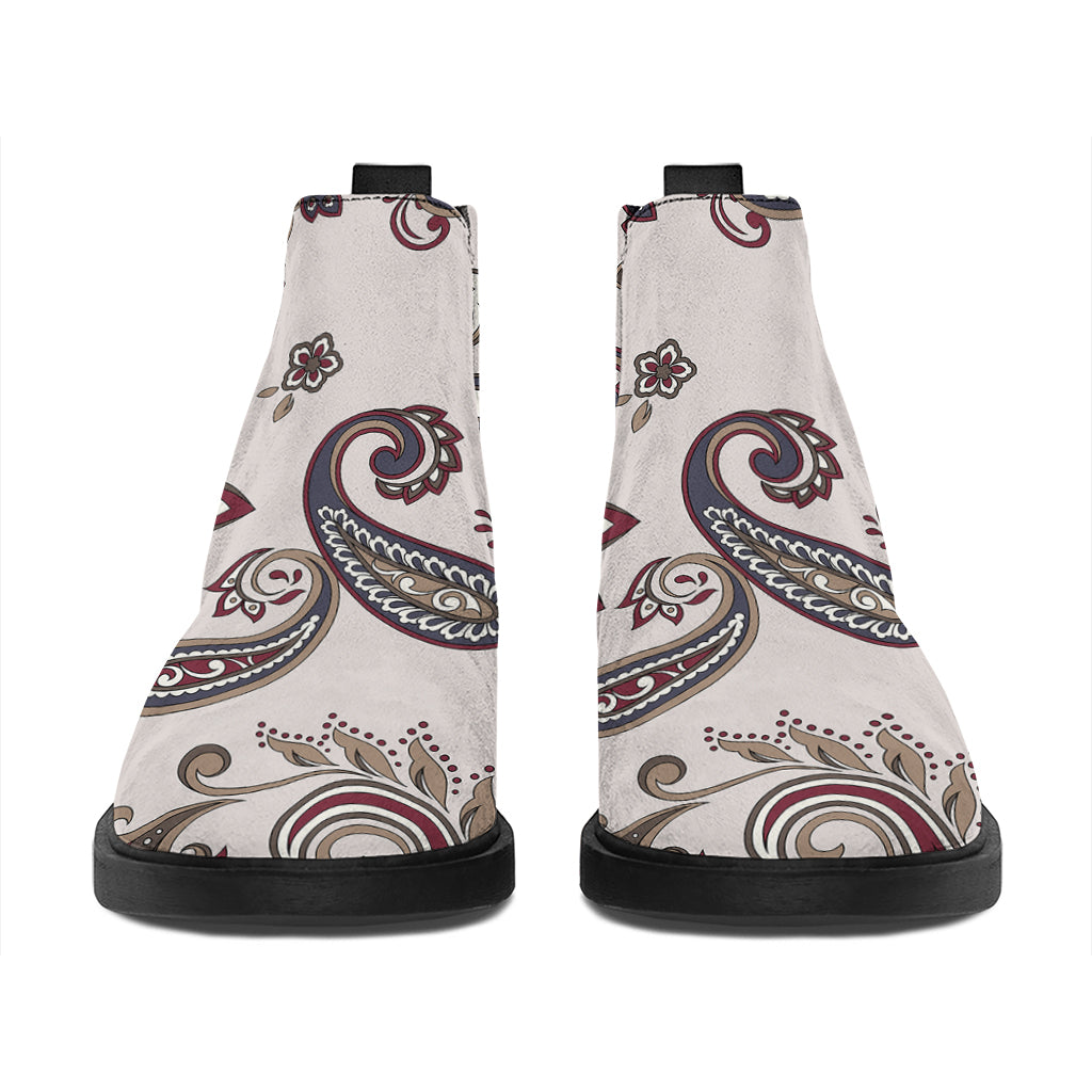 Vintage Paisley Pattern Print Flat Ankle Boots