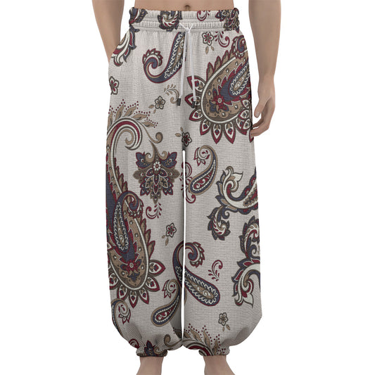 Vintage Paisley Pattern Print Lantern Pants