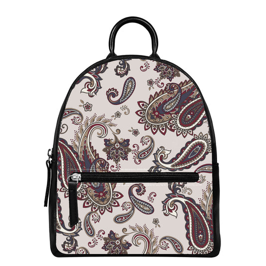 Vintage Paisley Pattern Print Leather Backpack