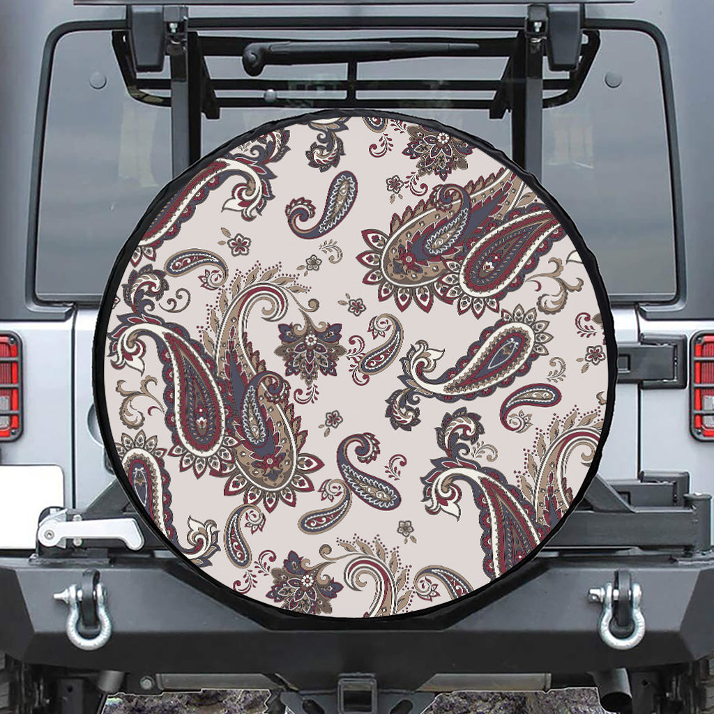 Vintage Paisley Pattern Print Leather Spare Tire Cover