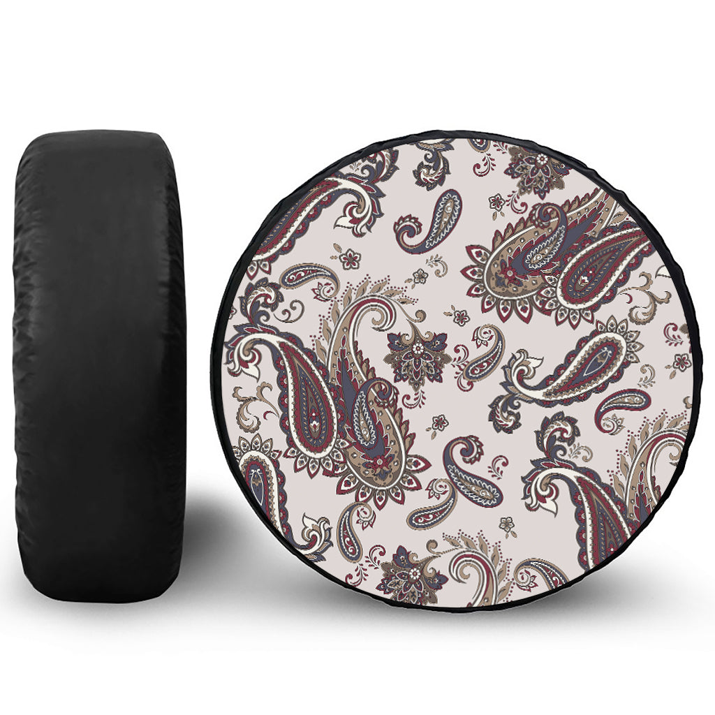 Vintage Paisley Pattern Print Leather Spare Tire Cover