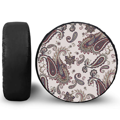 Vintage Paisley Pattern Print Leather Spare Tire Cover