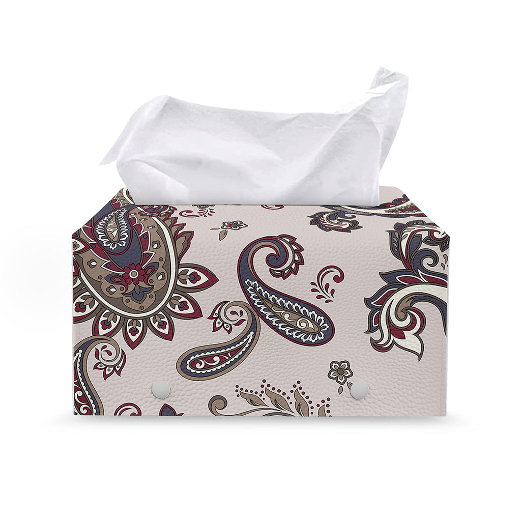 Vintage Paisley Pattern Print Leather Tissue Box Cover