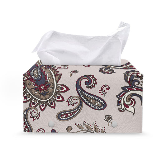 Vintage Paisley Pattern Print Leather Tissue Box Cover