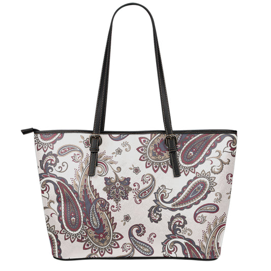 Vintage Paisley Pattern Print Leather Tote Bag