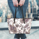 Vintage Paisley Pattern Print Leather Tote Bag