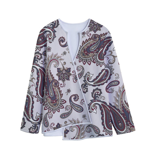 Vintage Paisley Pattern Print Long Sleeve Short Coat