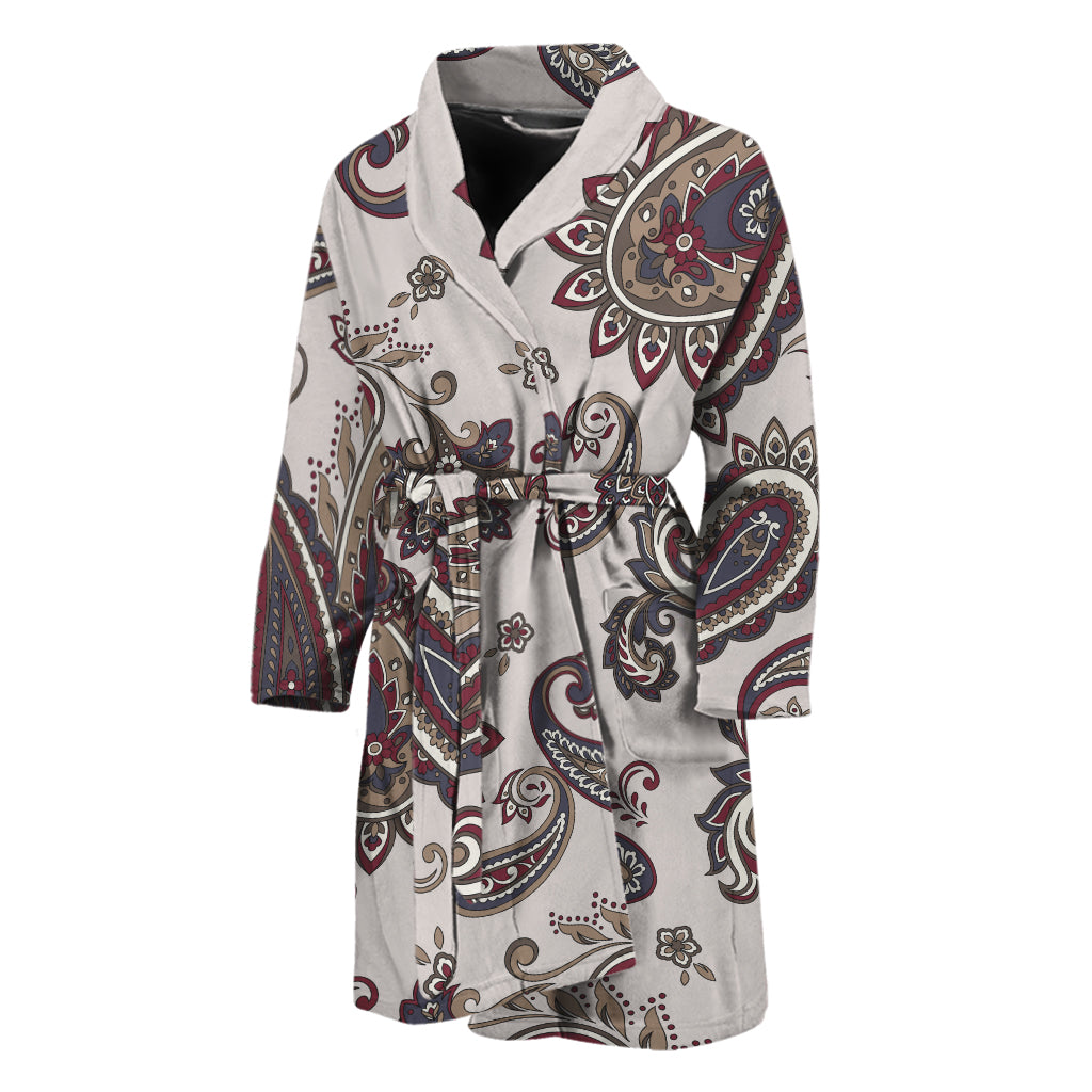 Vintage Paisley Pattern Print Men's Bathrobe