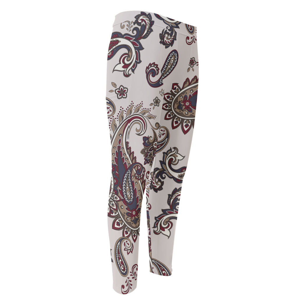 Vintage Paisley Pattern Print Men's Compression Pants