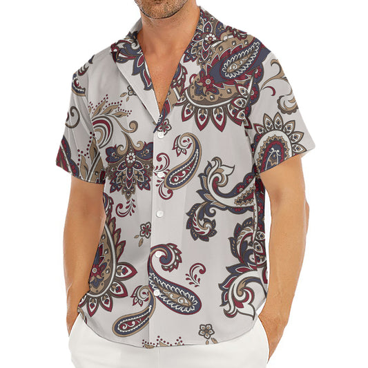 Vintage Paisley Pattern Print Men's Deep V-Neck Shirt