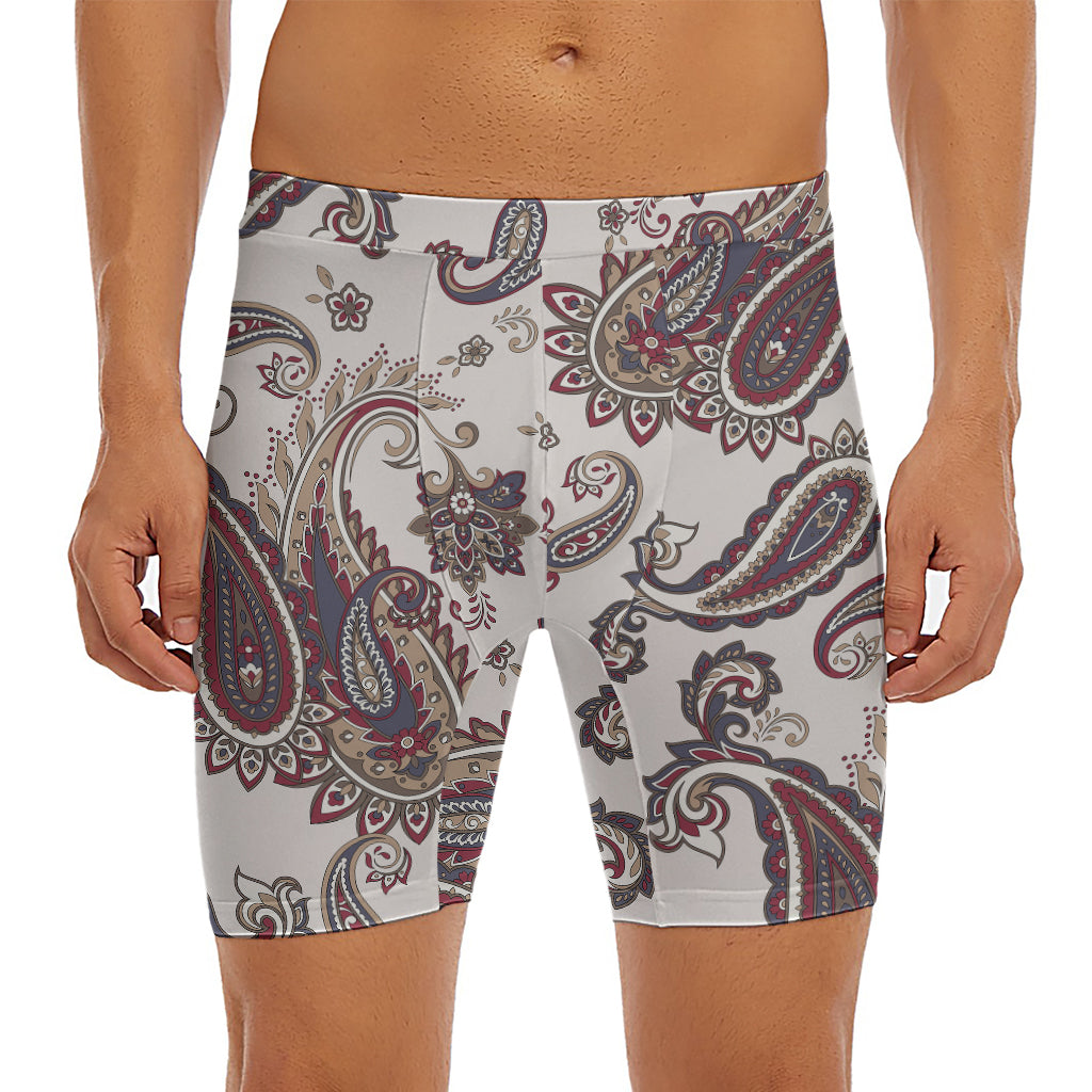 Vintage Paisley Pattern Print Men's Long Boxer Briefs