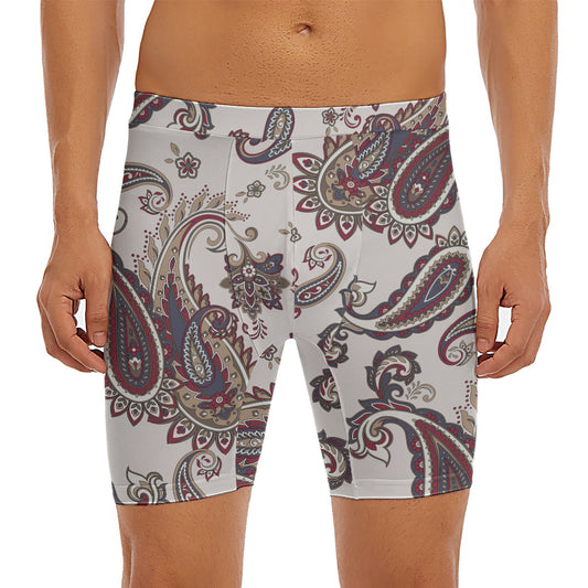 Vintage Paisley Pattern Print Men's Long Boxer Briefs