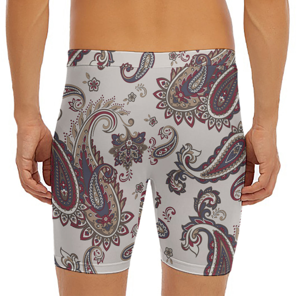 Vintage Paisley Pattern Print Men's Long Boxer Briefs