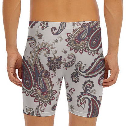 Vintage Paisley Pattern Print Men's Long Boxer Briefs