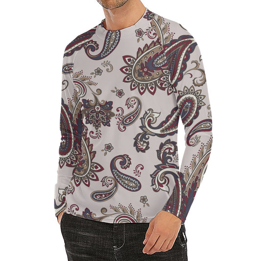 Vintage Paisley Pattern Print Men's Long Sleeve Rash Guard