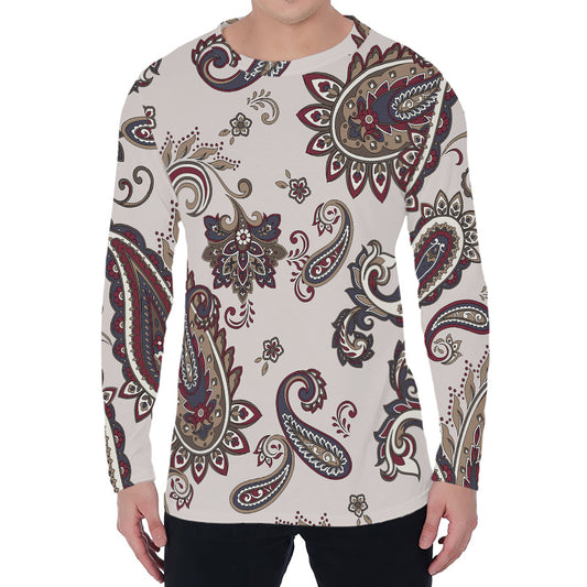 Vintage Paisley Pattern Print Men's Long Sleeve T-Shirt