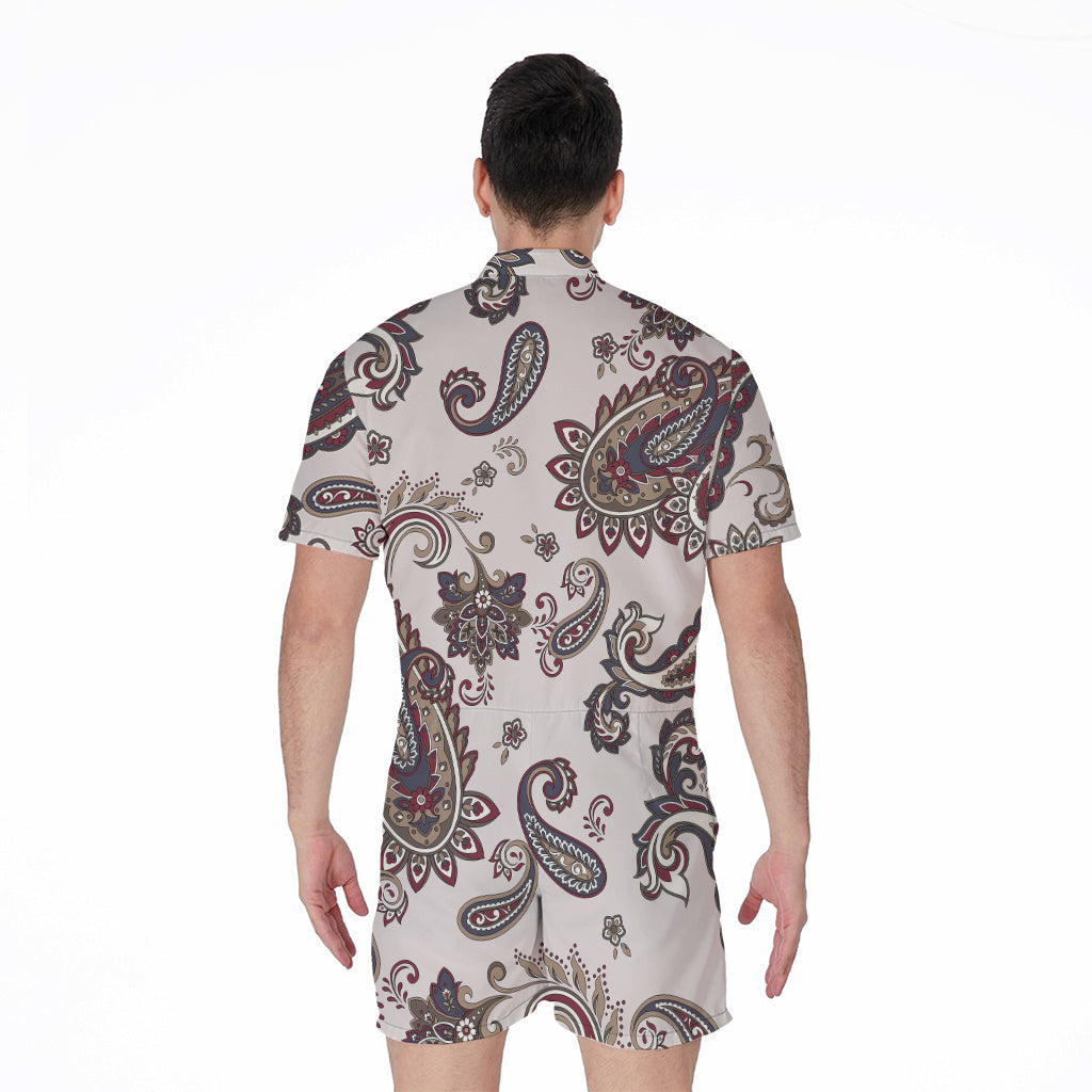 Vintage Paisley Pattern Print Men's Rompers