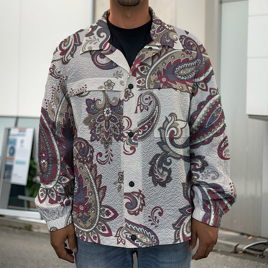 Vintage Paisley Pattern Print Men's Shirt Jacket