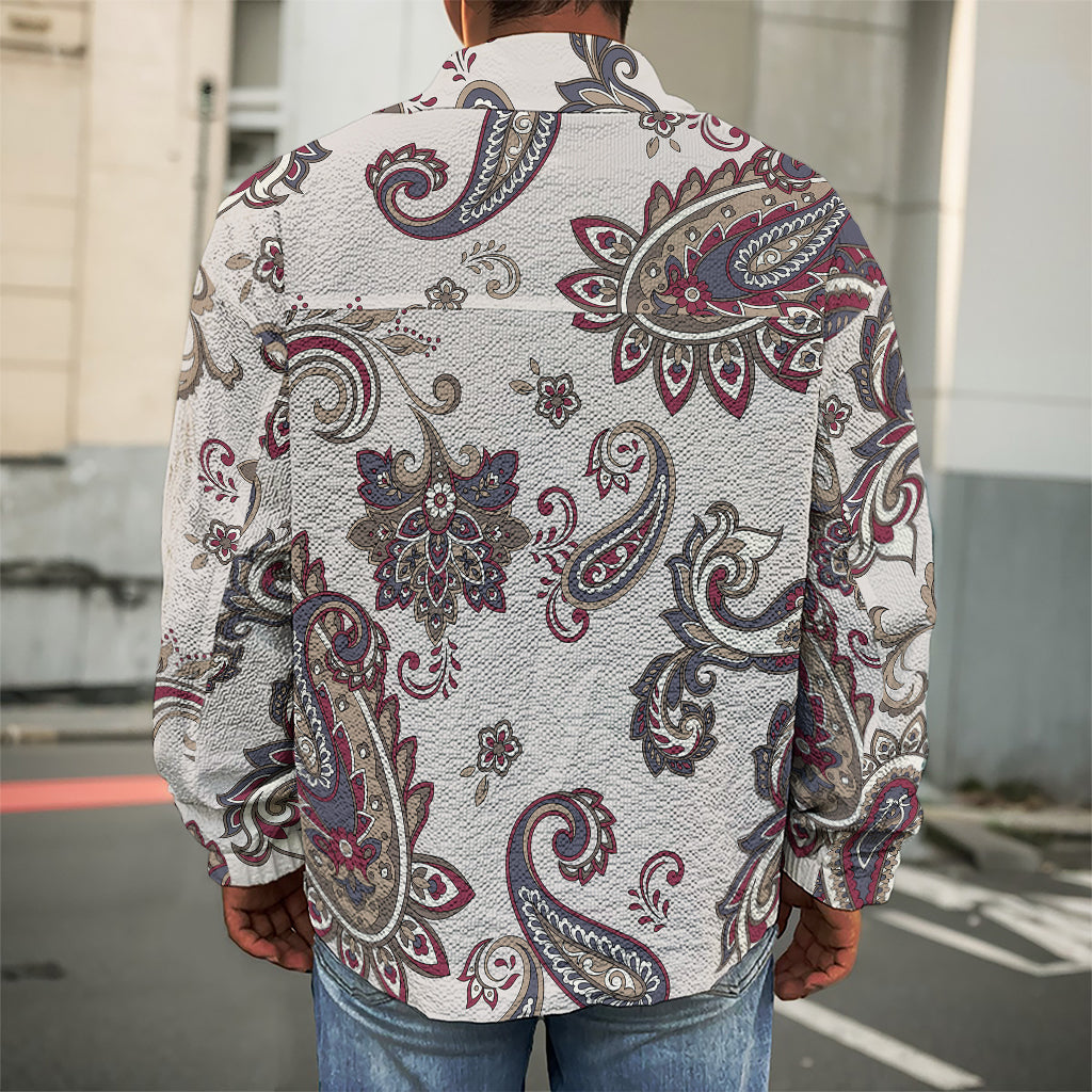 Vintage Paisley Pattern Print Men's Shirt Jacket