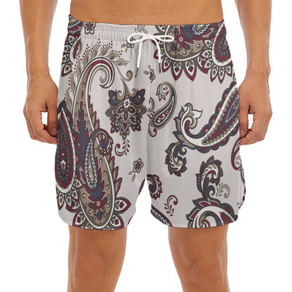 Vintage Paisley Pattern Print Men's Split Running Shorts