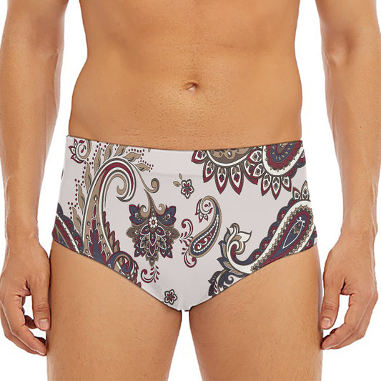 Vintage Paisley Pattern Print Men's Triangle Swim Briefs