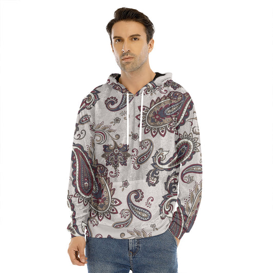 Vintage Paisley Pattern Print Men's Velvet Pullover Hoodie