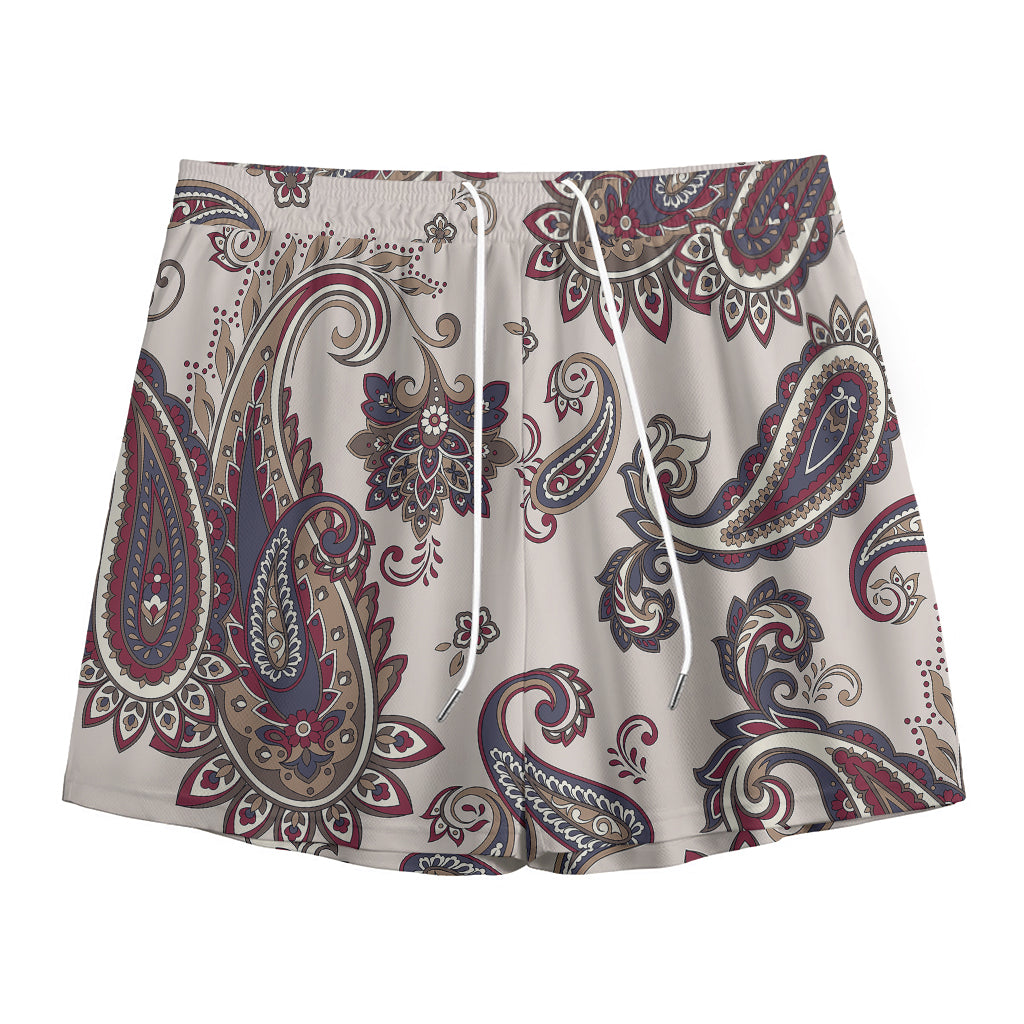 Vintage Paisley Pattern Print Mesh Shorts