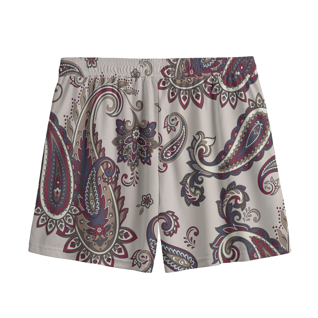 Vintage Paisley Pattern Print Mesh Shorts