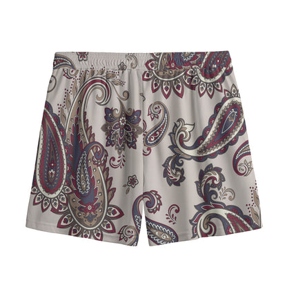 Vintage Paisley Pattern Print Mesh Shorts