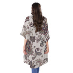 Vintage Paisley Pattern Print Open Front Beach Cover Up