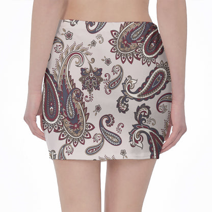 Vintage Paisley Pattern Print Pencil Mini Skirt