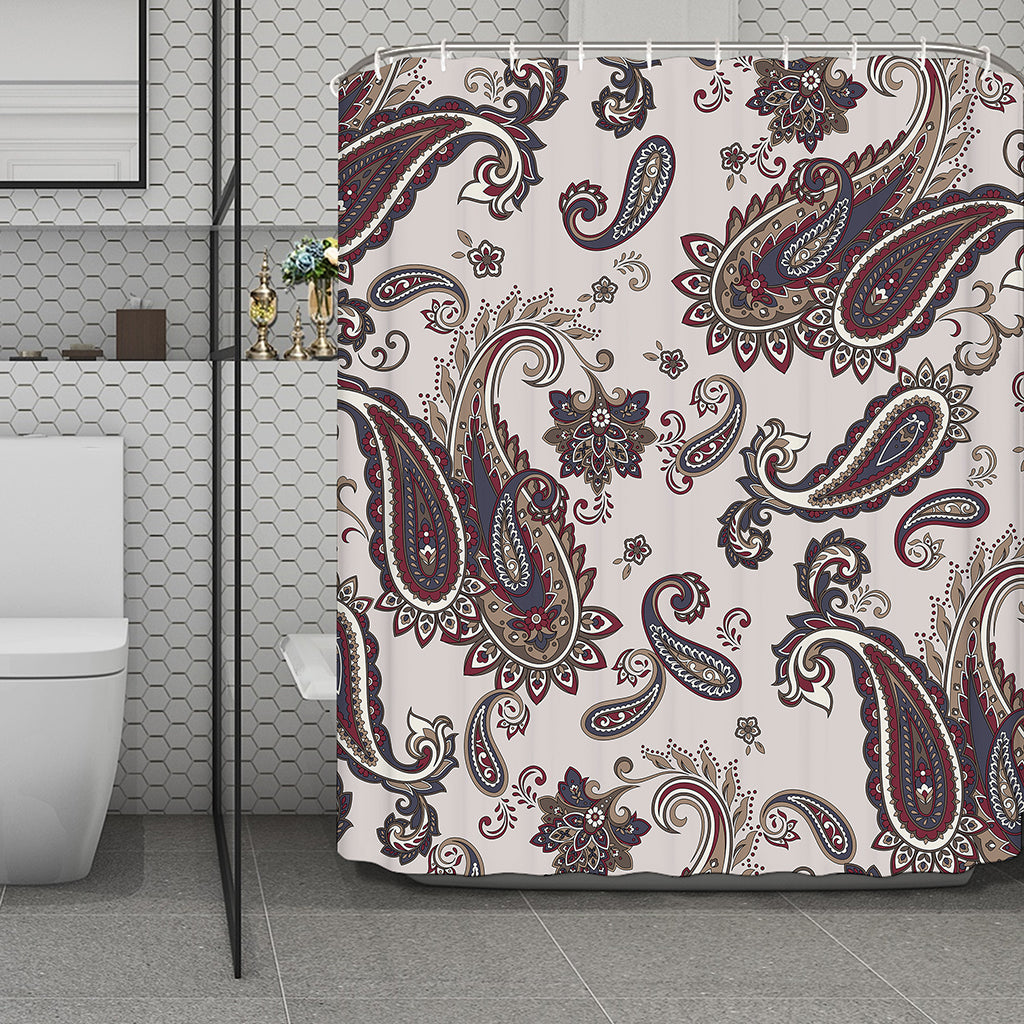 Vintage Paisley Pattern Print Polyester Shower Curtain