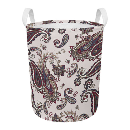Vintage Paisley Pattern Print Round Laundry Basket