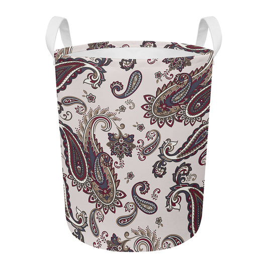 Vintage Paisley Pattern Print Round Laundry Basket