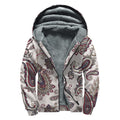 Vintage Paisley Pattern Print Sherpa Lined Zip Up Hoodie