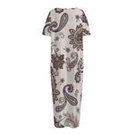 Vintage Paisley Pattern Print Short Sleeve Long Nightdress