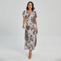 Vintage Paisley Pattern Print Short Sleeve Maxi Dress