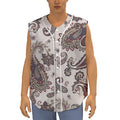 Vintage Paisley Pattern Print Sleeveless Baseball Jersey