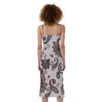 Vintage Paisley Pattern Print Slim Fit Midi Cami Dress
