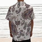 Vintage Paisley Pattern Print Textured Short Sleeve Shirt