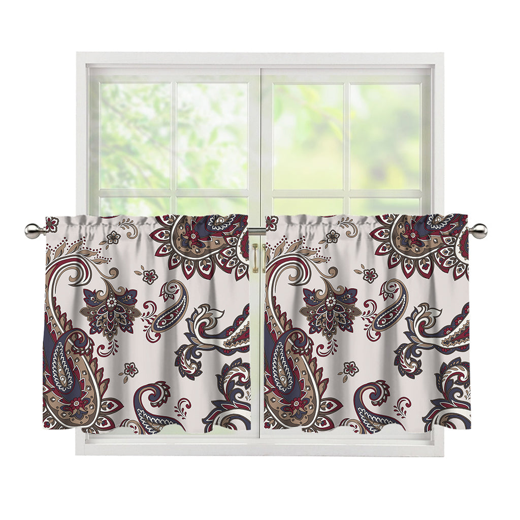 Vintage Paisley Pattern Print Tier Curtains