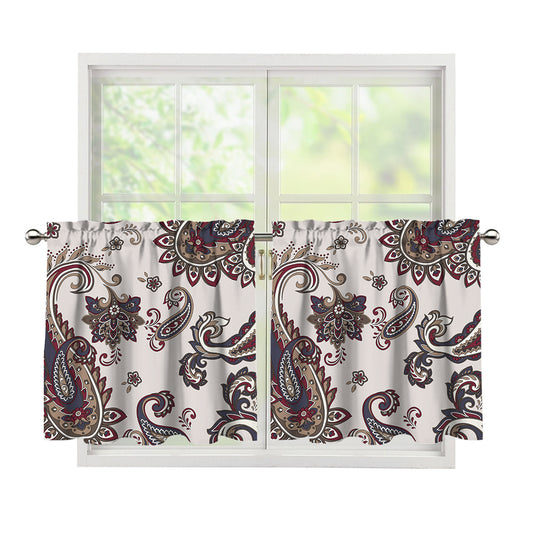 Vintage Paisley Pattern Print Tier Curtains