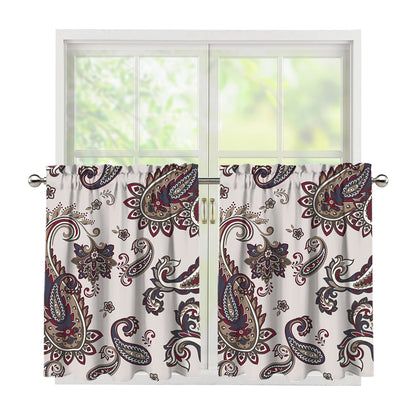 Vintage Paisley Pattern Print Tier Curtains