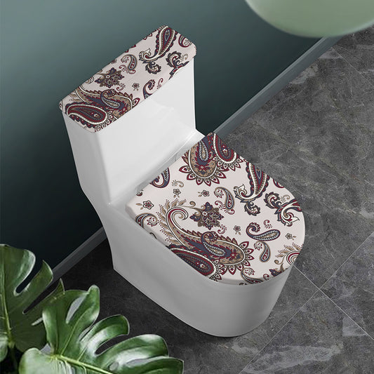 Vintage Paisley Pattern Print Toilet Lid And Tank Cover Set