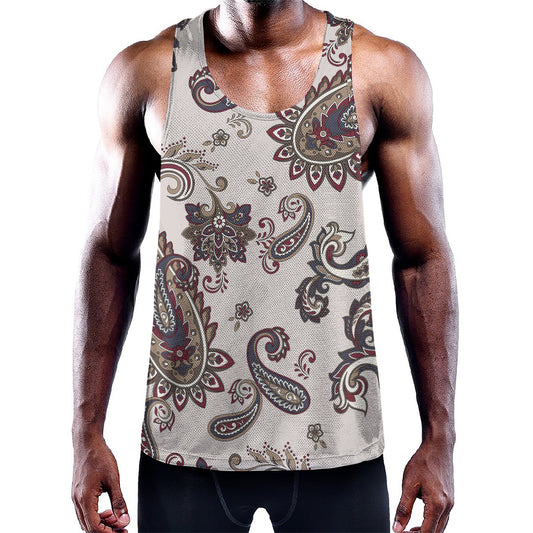 Vintage Paisley Pattern Print Training Tank Top
